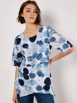 Apricot Damen Bluse in marine blau - Ärmel: kurzarm