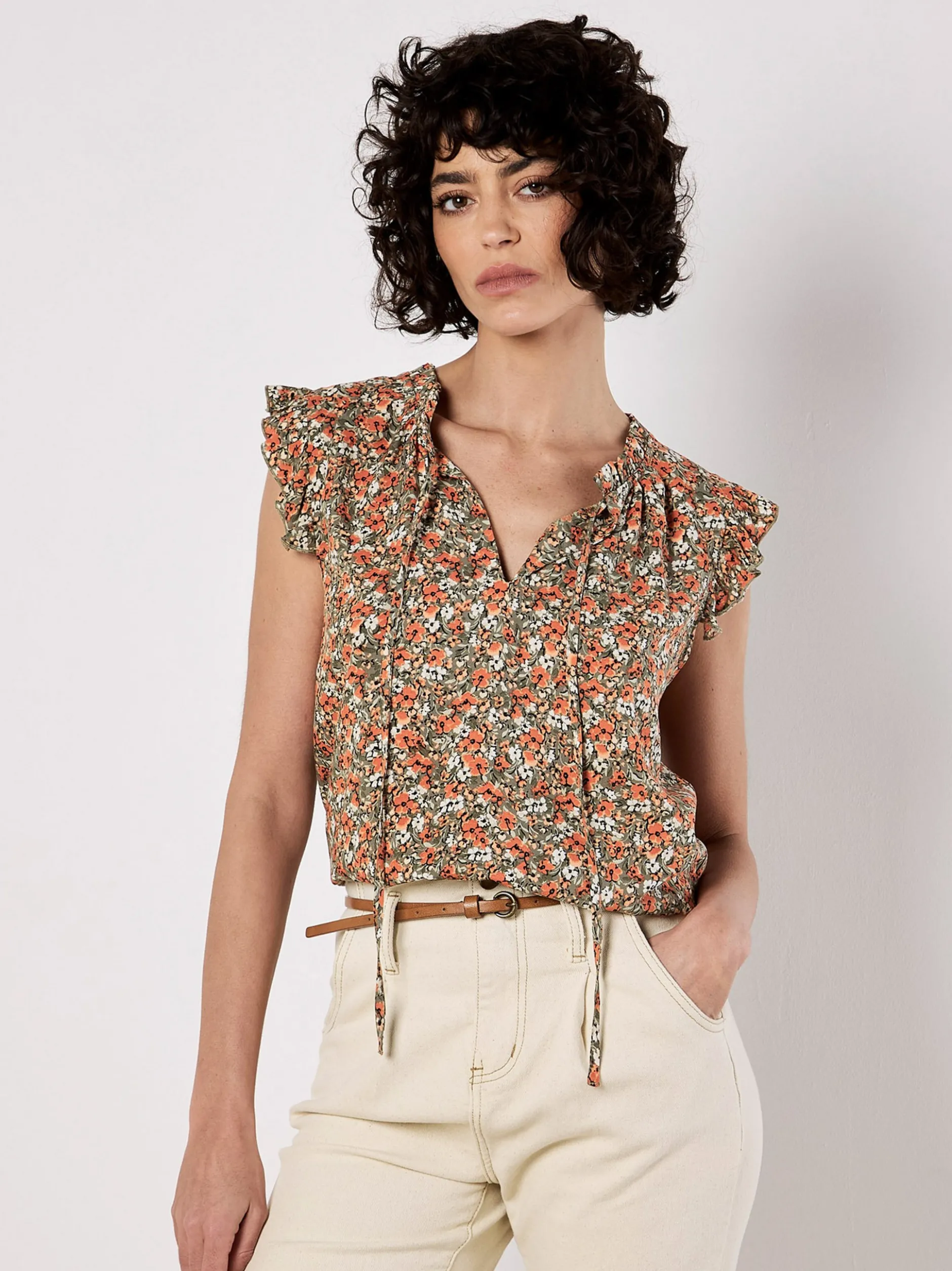 Apricot Damen Bluse in mehrfarbig - Ärmel: extra kurz