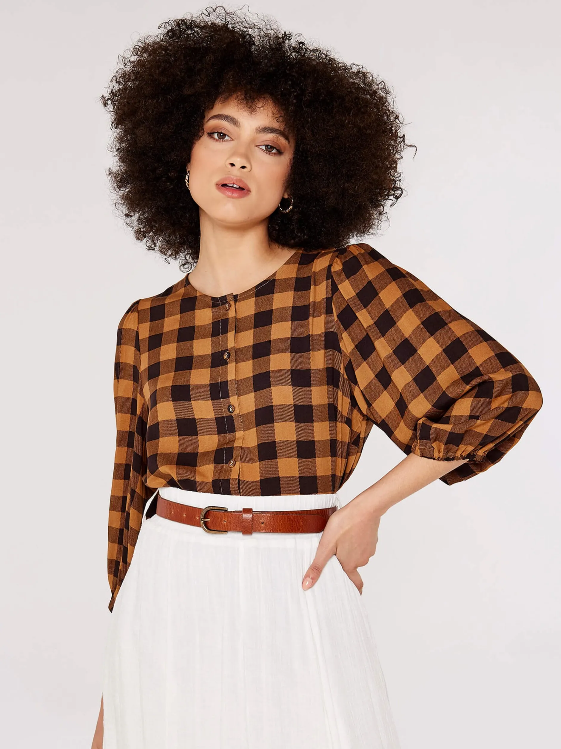 Apricot Damen Bluse in orange schwarz - Ärmel: Halbarm