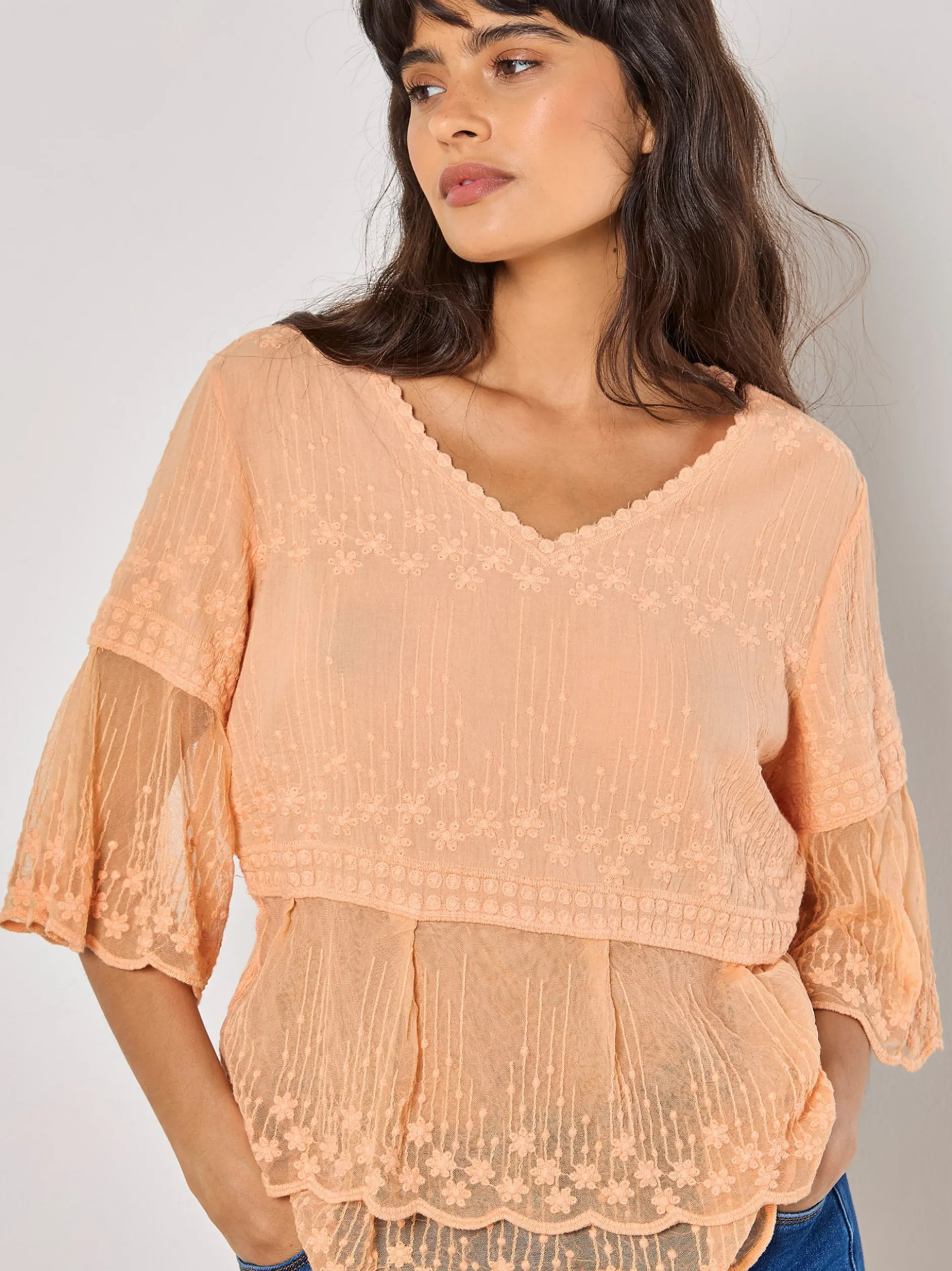 Apricot Damen Bluse in orange - Ärmel: kurzarm