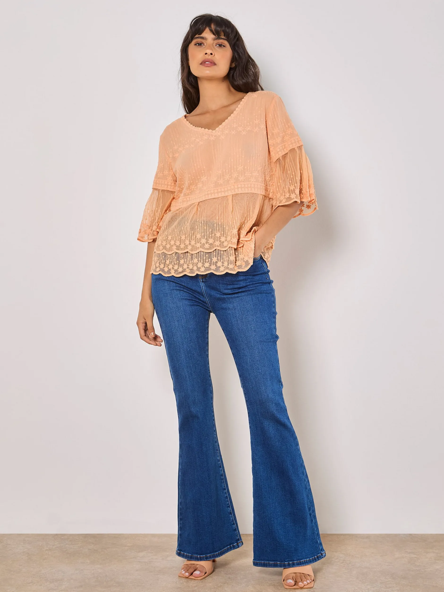 Apricot Damen Bluse in orange - Ärmel: kurzarm