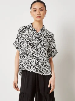 Apricot Damen Bluse in schwarz - Ärmel: kurzarm