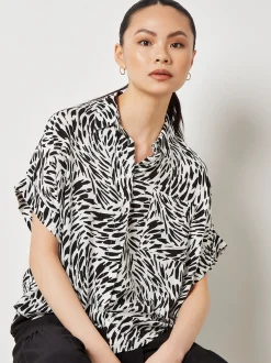 Apricot Damen Bluse in schwarz - Ärmel: kurzarm