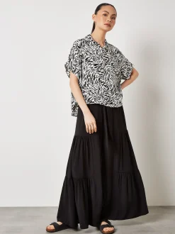 Apricot Damen Bluse in schwarz - Ärmel: kurzarm