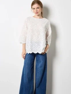 Apricot Damen Bluse in weiß - Ausschnitt: Rundhals