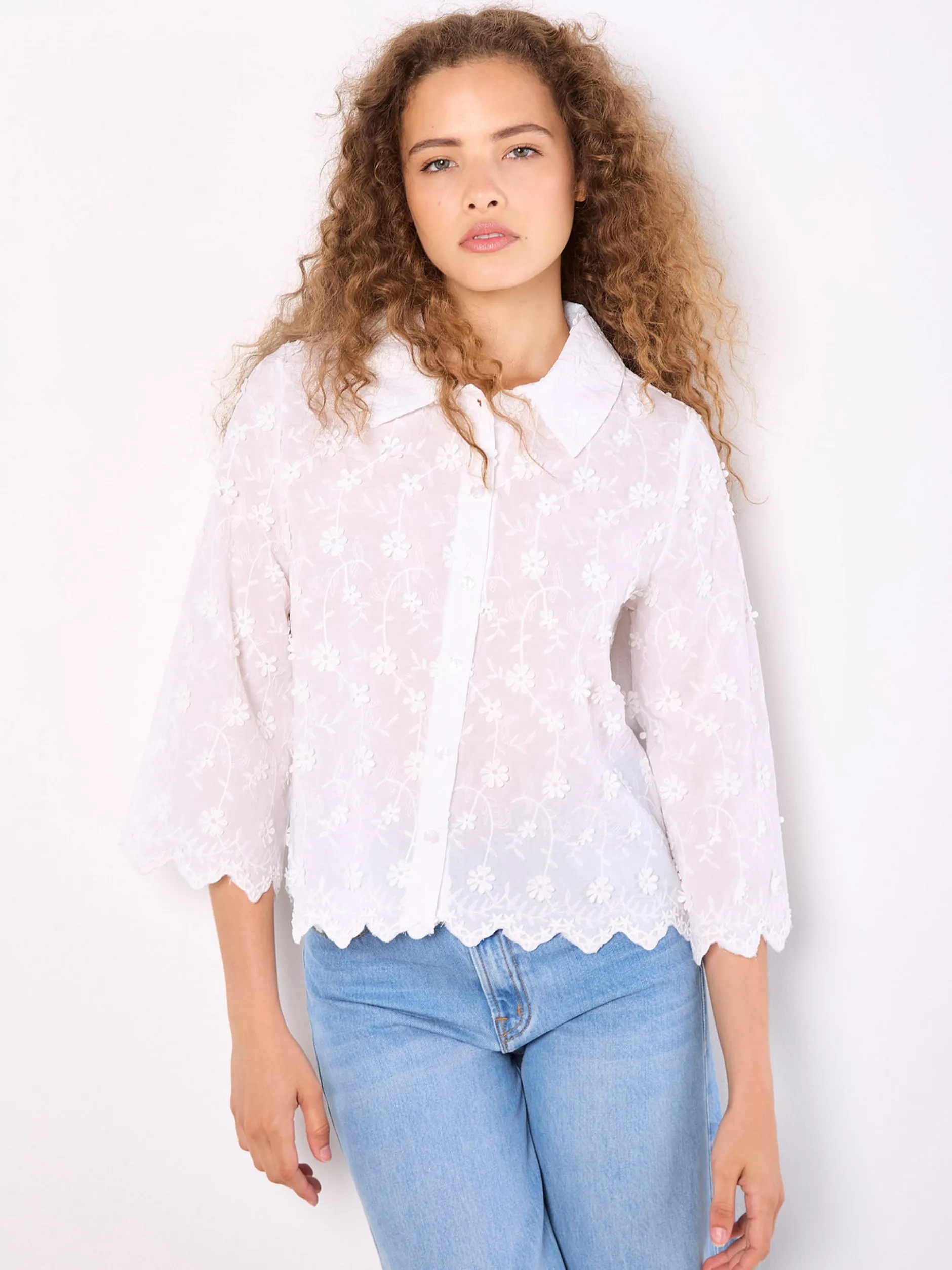 Apricot Damen Bluse in weiß - Ärmel: langarm