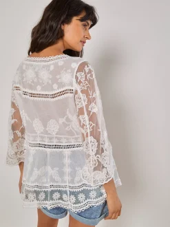 Apricot Damen Bluse in weiß - Ärmel: langarm