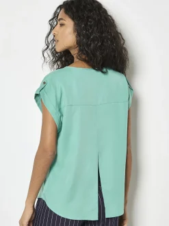 Apricot Damen Blusenshirt in türkis - Ärmel: kurzarm