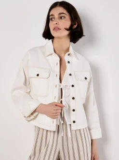 Apricot Damen Hemdjacke in ecru - Ärmel: langarm