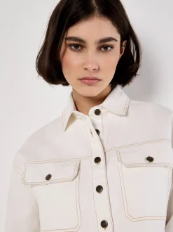 Apricot Damen Hemdjacke in ecru - Ärmel: langarm