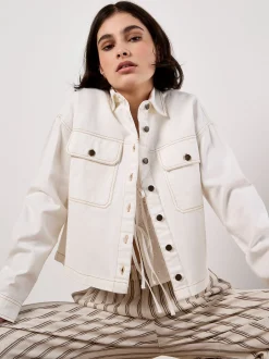 Apricot Damen Hemdjacke in ecru - Ärmel: langarm