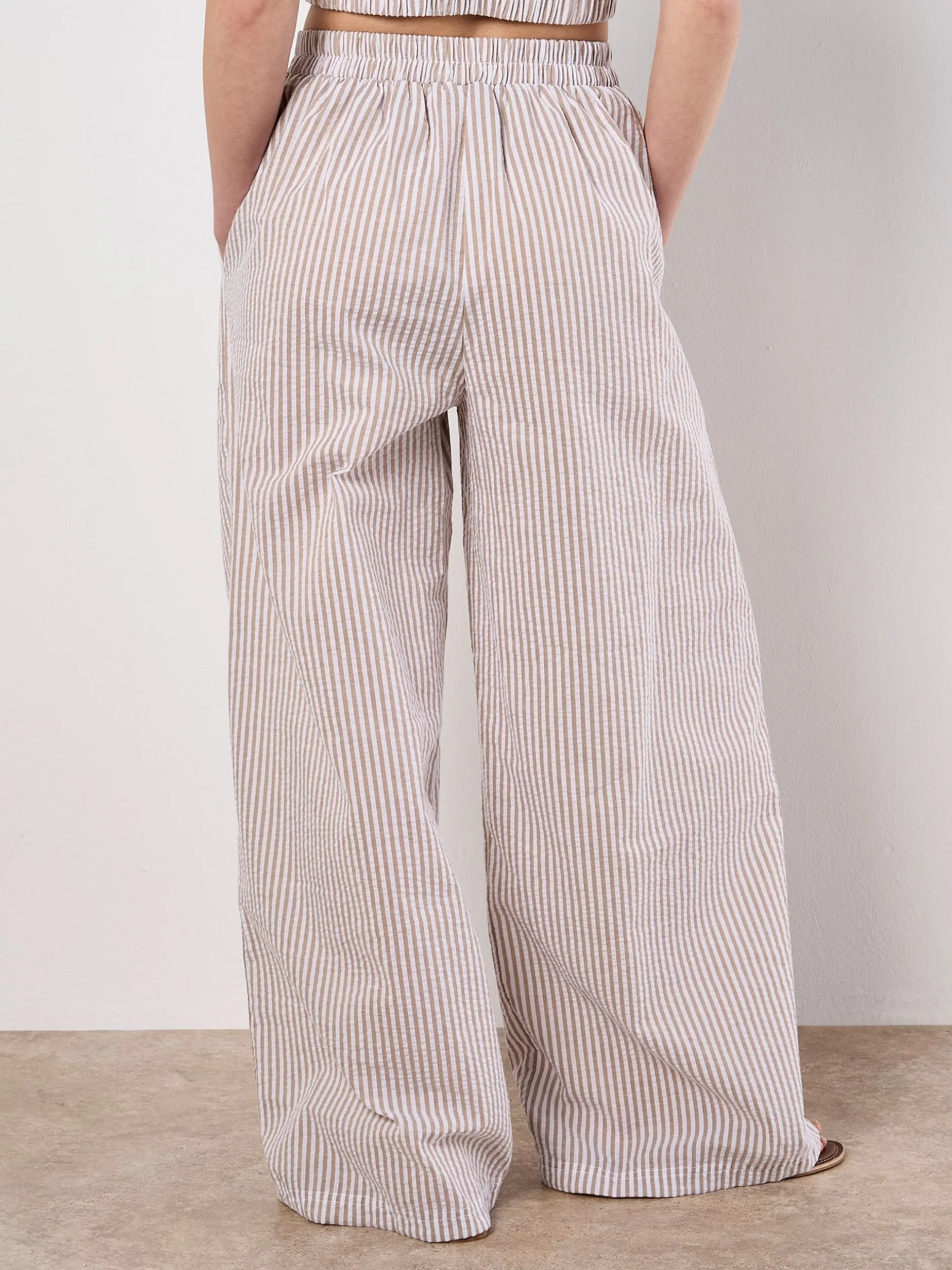 Apricot Damen Hose in beige weiß - Länge: lang
