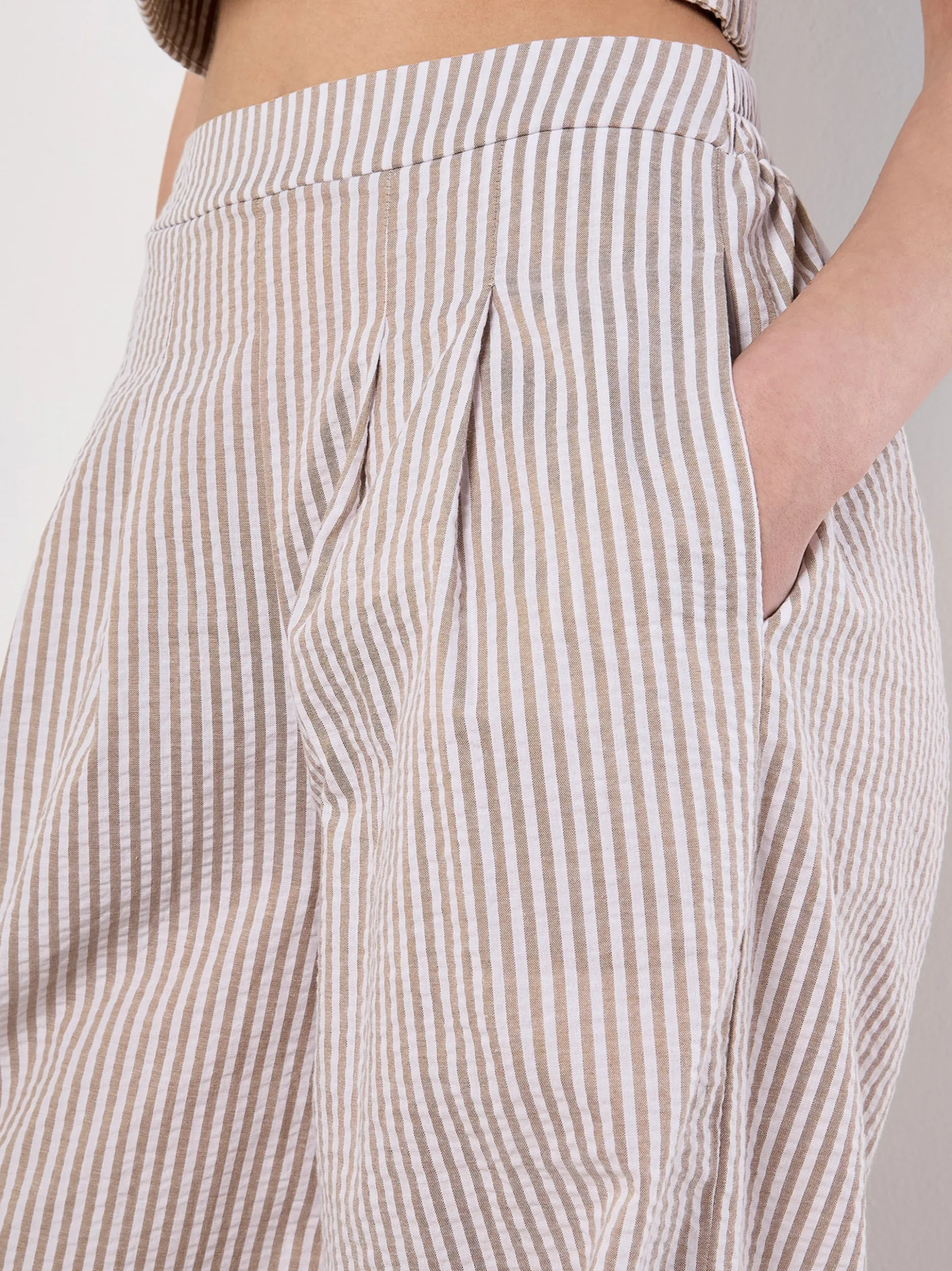 Apricot Damen Hose in beige weiß - Länge: lang
