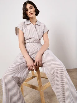 Apricot Damen Hose in beige weiß - Länge: lang