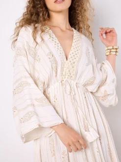 Apricot Damen Maxikleid in beige ecru - Länge: midi