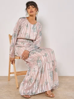 Apricot Damen Maxikleid in beige - Länge: lang