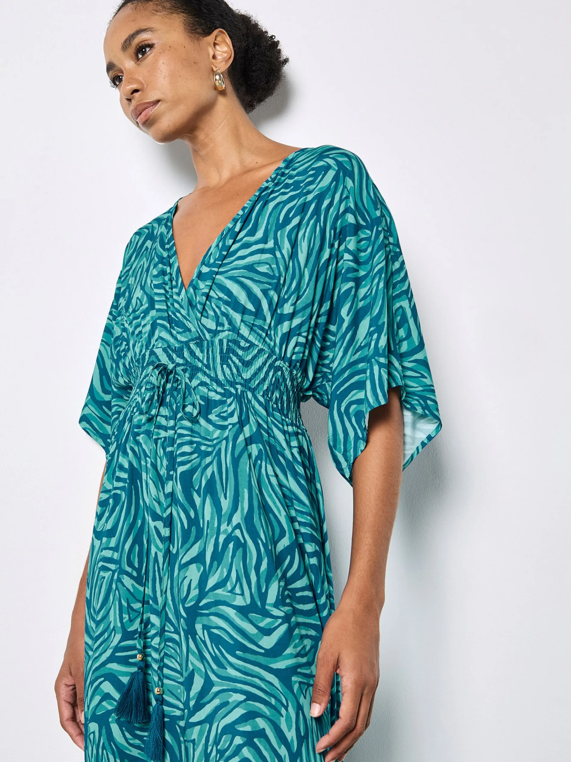 Apricot Damen Maxikleid in blau türkis - Länge: lang