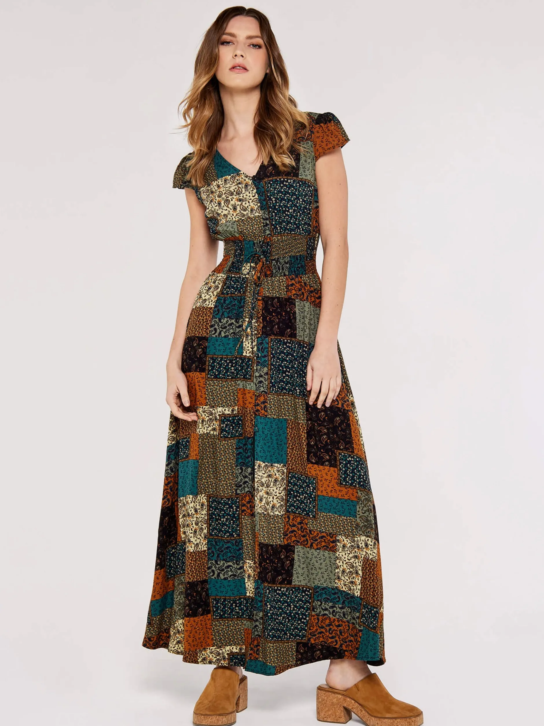 Apricot Damen Maxikleid in braun mehrfarbig