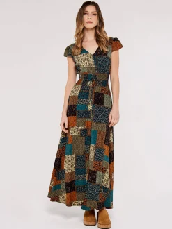 Apricot Damen Maxikleid in braun mehrfarbig