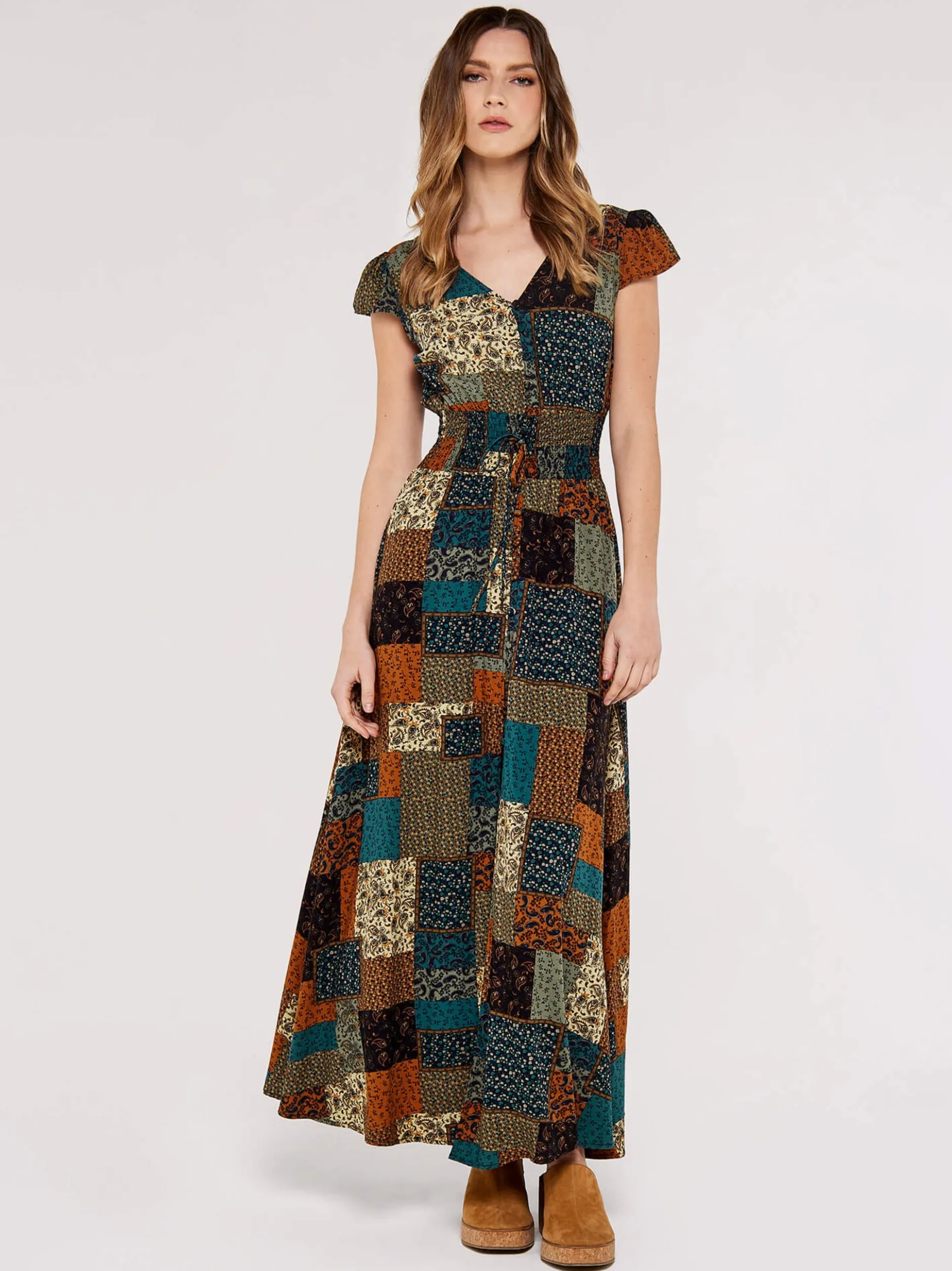 Apricot Damen Maxikleid in braun mehrfarbig