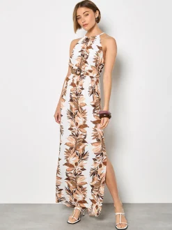 Apricot Damen Maxikleid in ecru weiß - Länge: lang