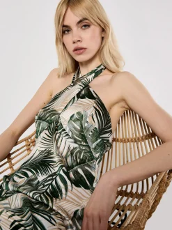 Apricot Damen Maxikleid in grün ecru - Länge: lang