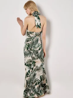 Apricot Damen Maxikleid in grün ecru - Länge: lang