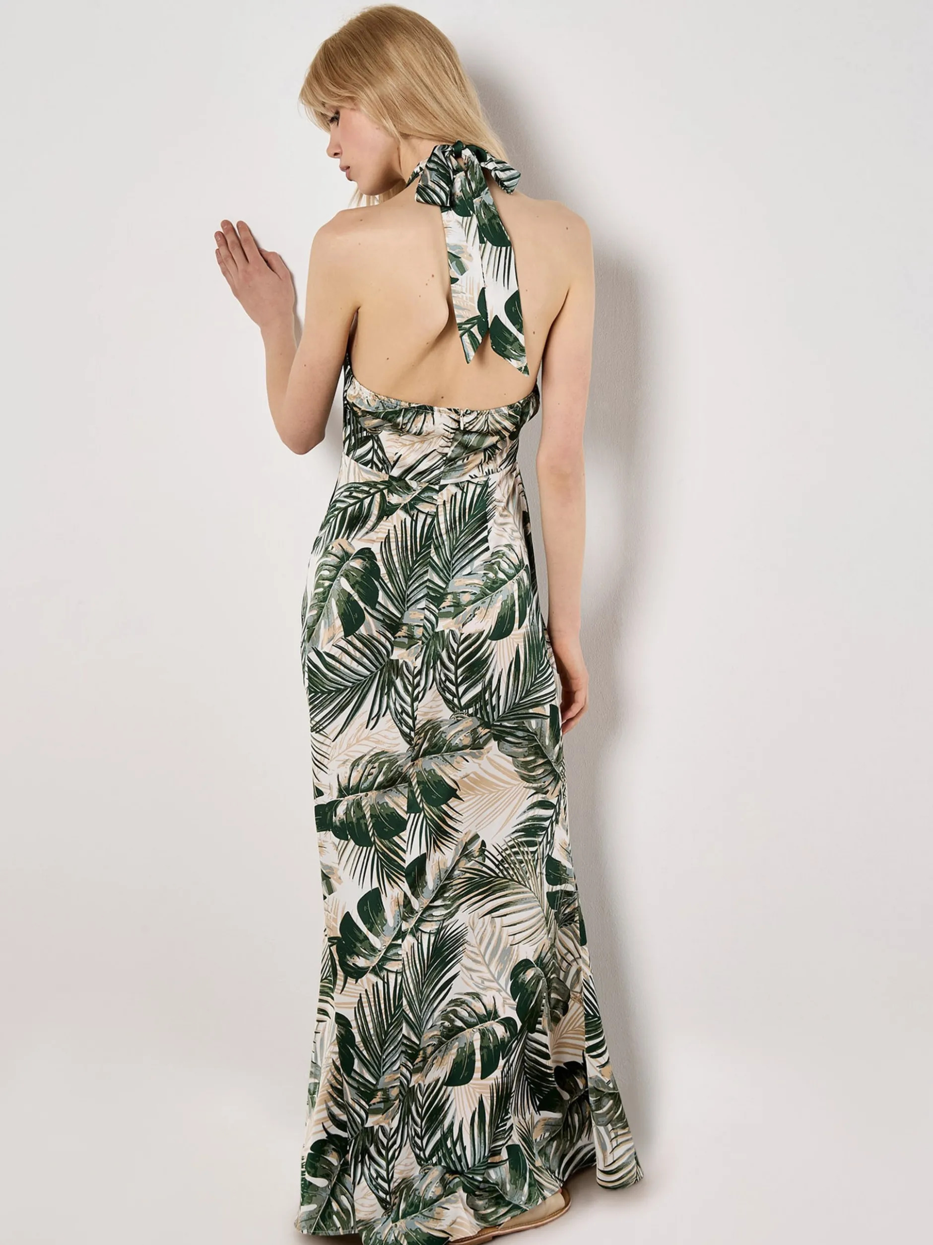 Apricot Damen Maxikleid in grün ecru - Länge: lang