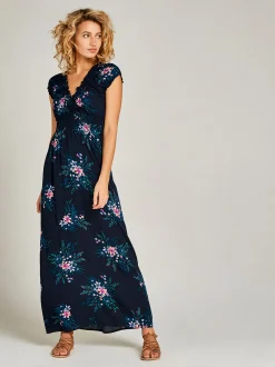 Apricot Damen Maxikleid in marine blau - Länge: lang