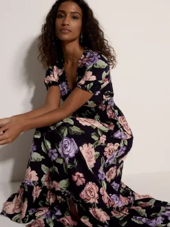 Apricot Damen Maxikleid in marine blau - Länge: lang