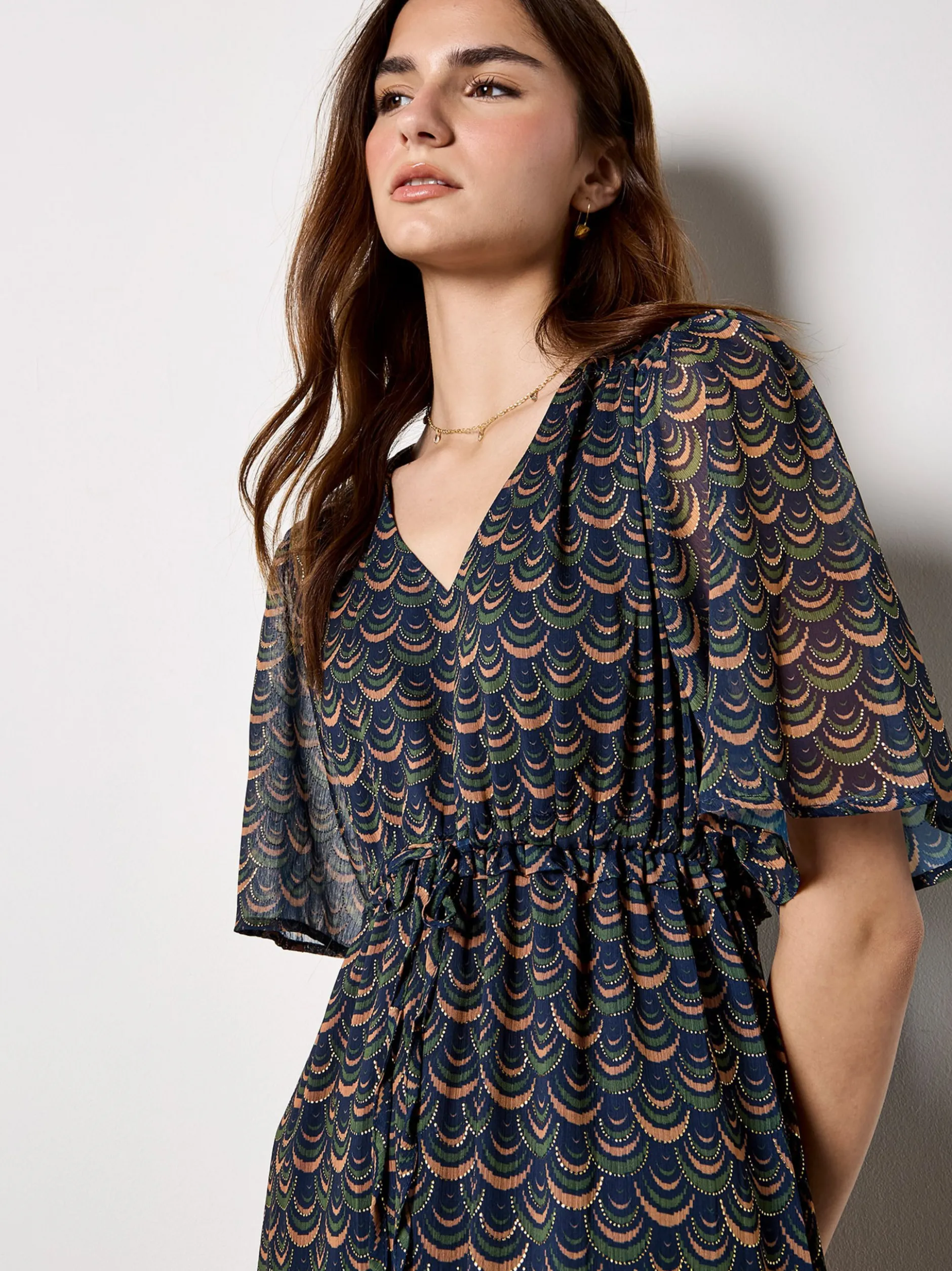 Apricot Damen Maxikleid in marine blau - Länge: midi