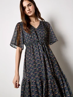 Apricot Damen Maxikleid in marine blau - Länge: midi