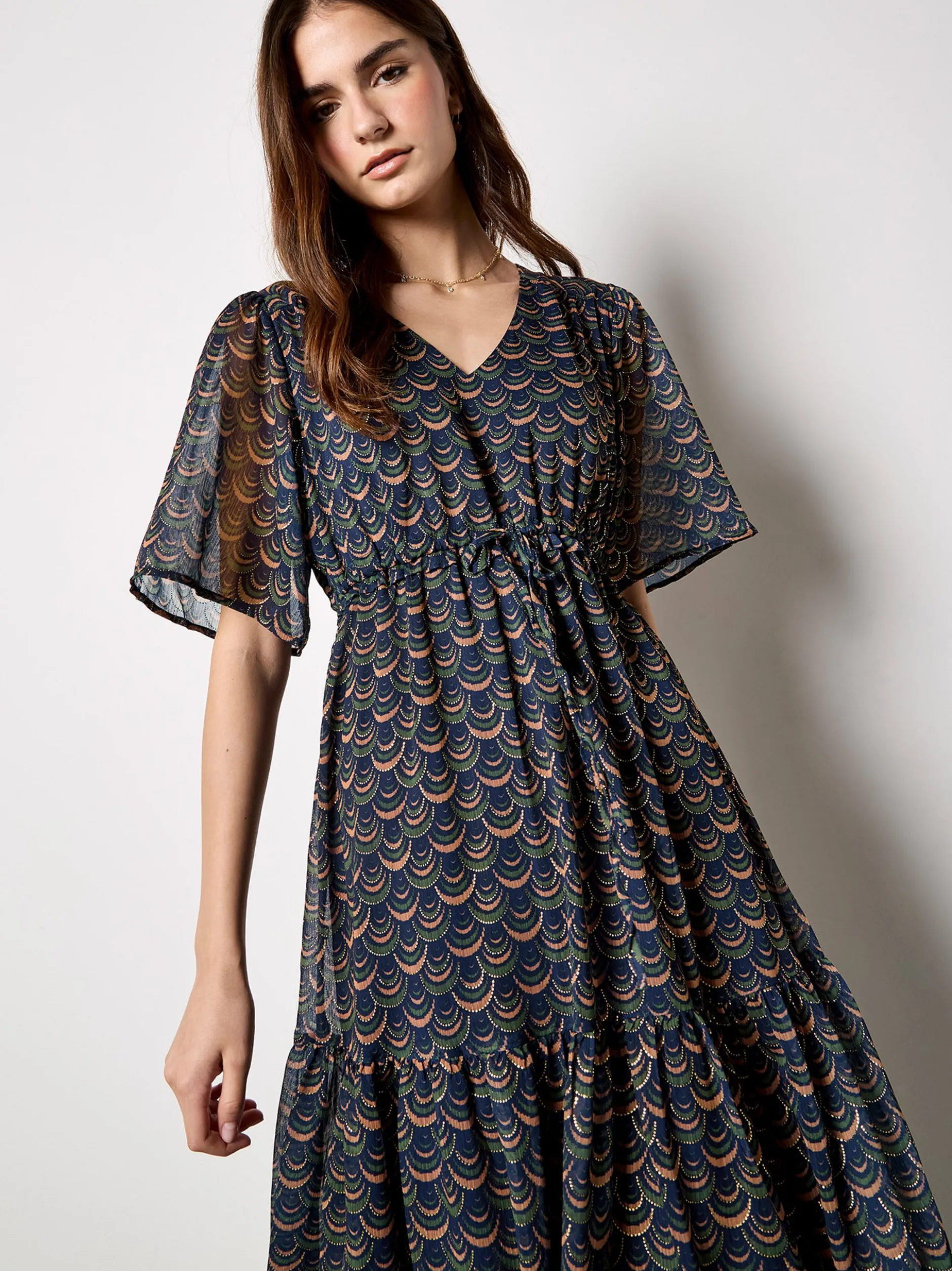 Apricot Damen Maxikleid in marine blau - Länge: midi