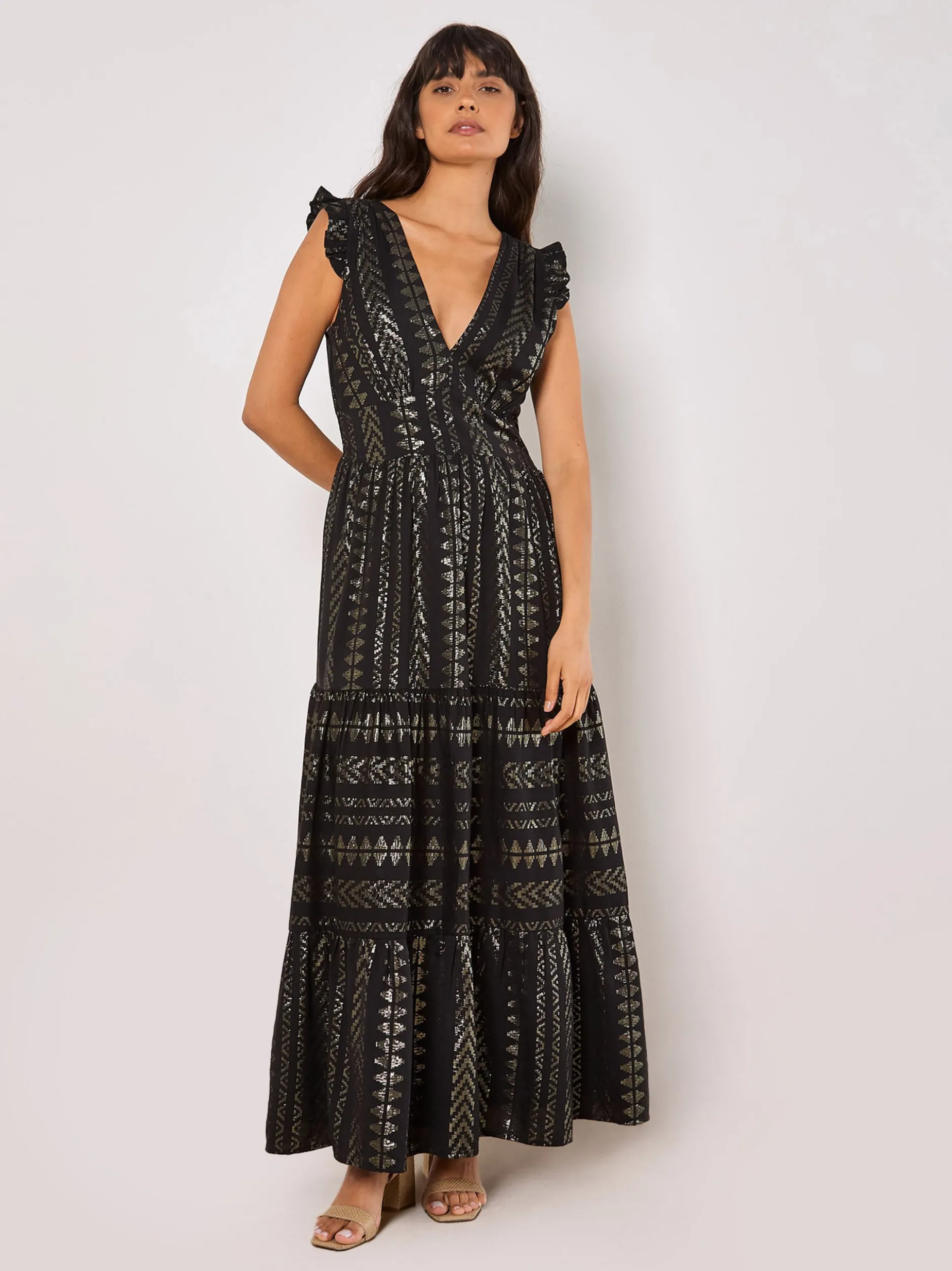 Apricot Damen Maxikleid in schwarz - Länge: lang