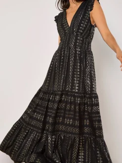 Apricot Damen Maxikleid in schwarz - Länge: lang