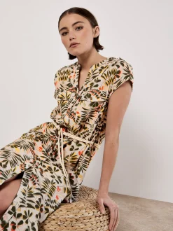 Apricot Damen Midikleid in beige - Länge: midi