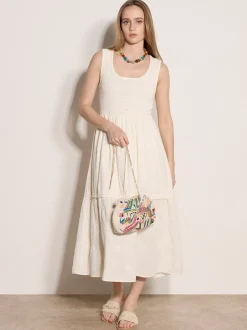 Apricot Damen Midikleid in beige ecru - Länge: midi