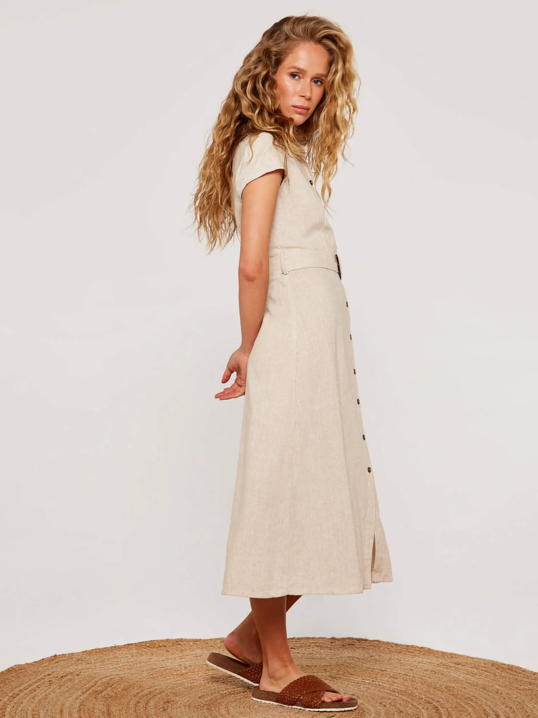 Apricot Damen Midikleid in beige - Länge: midi