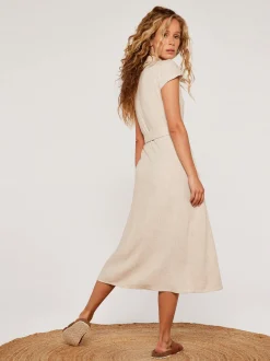 Apricot Damen Midikleid in beige - Länge: midi