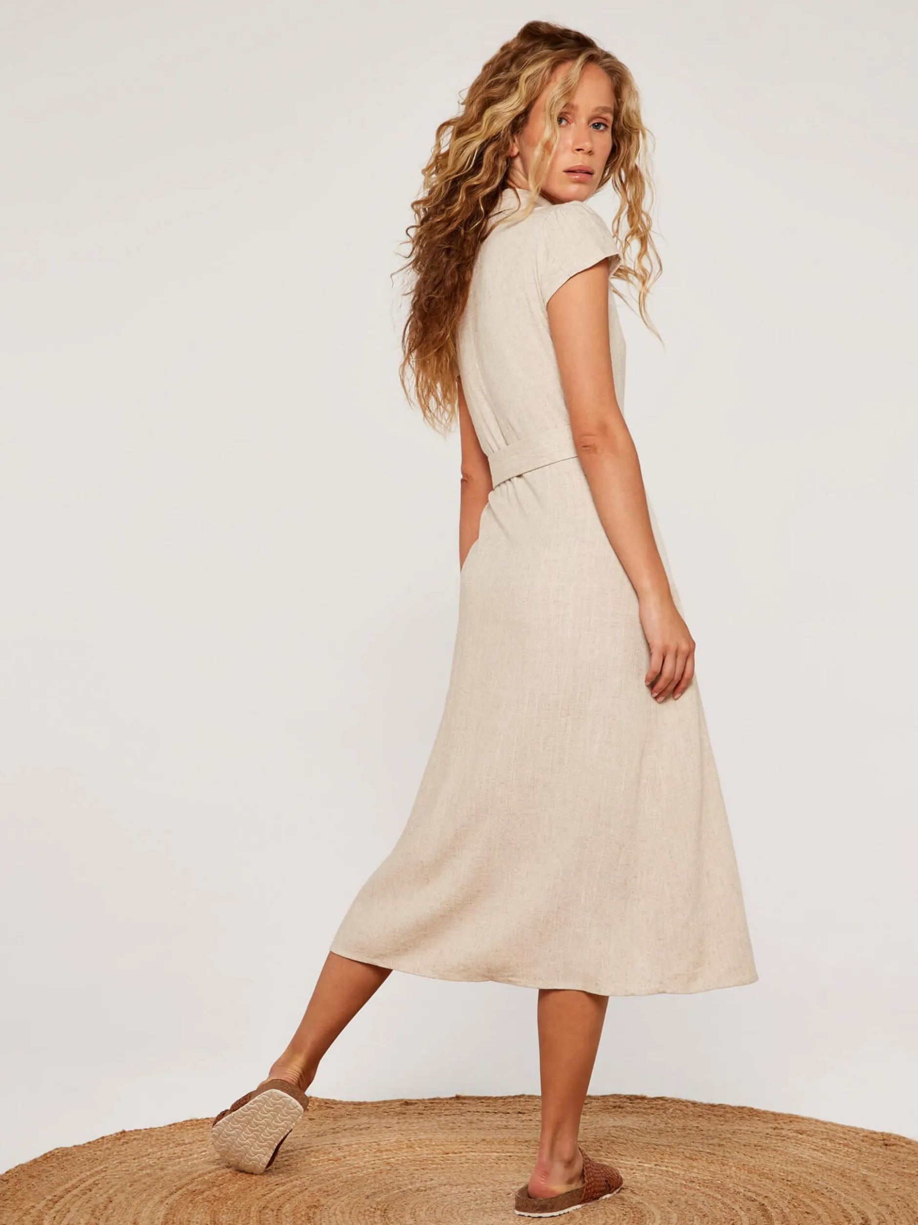 Apricot Damen Midikleid in beige - Länge: midi