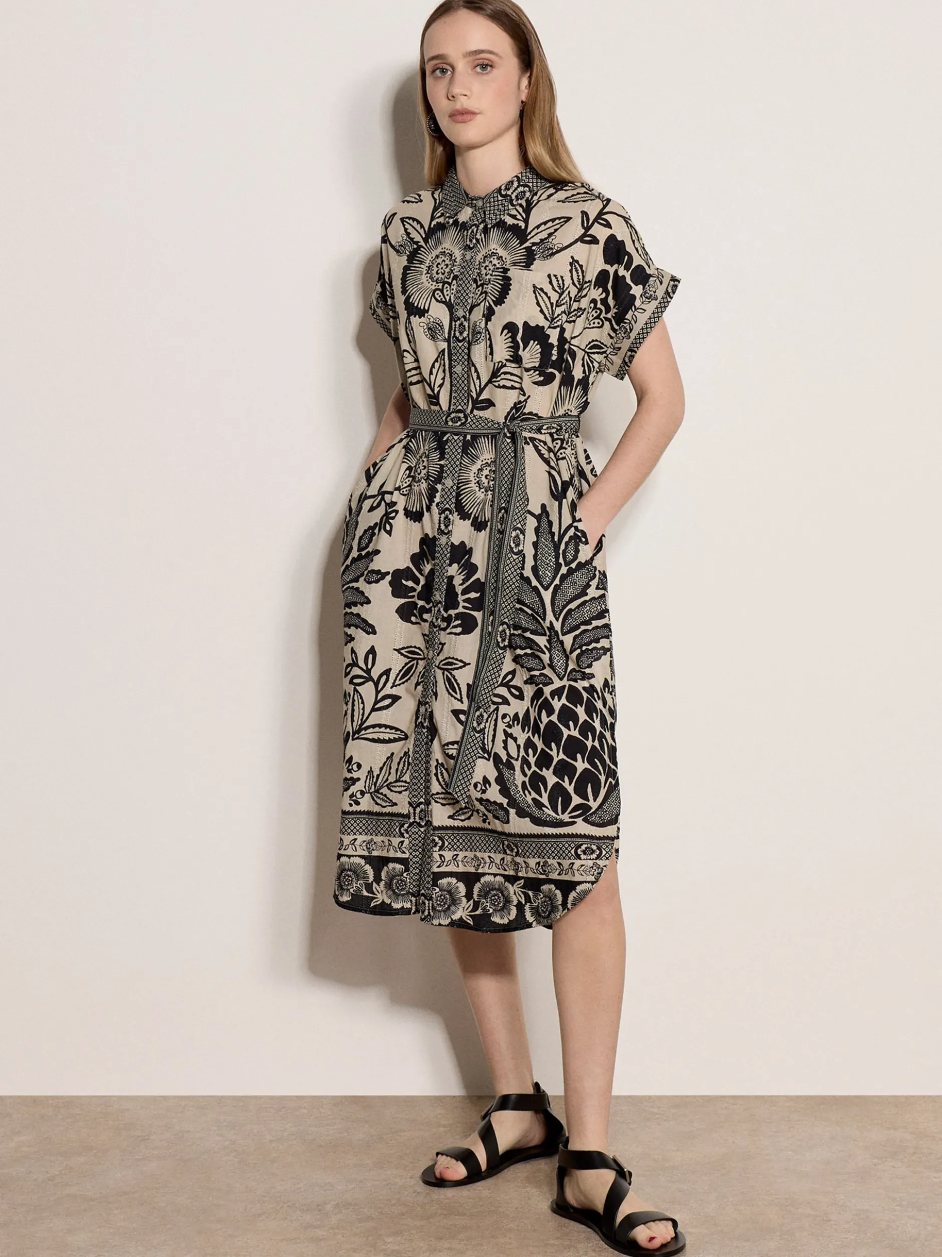 Apricot Damen Midikleid in beige - Länge: midi