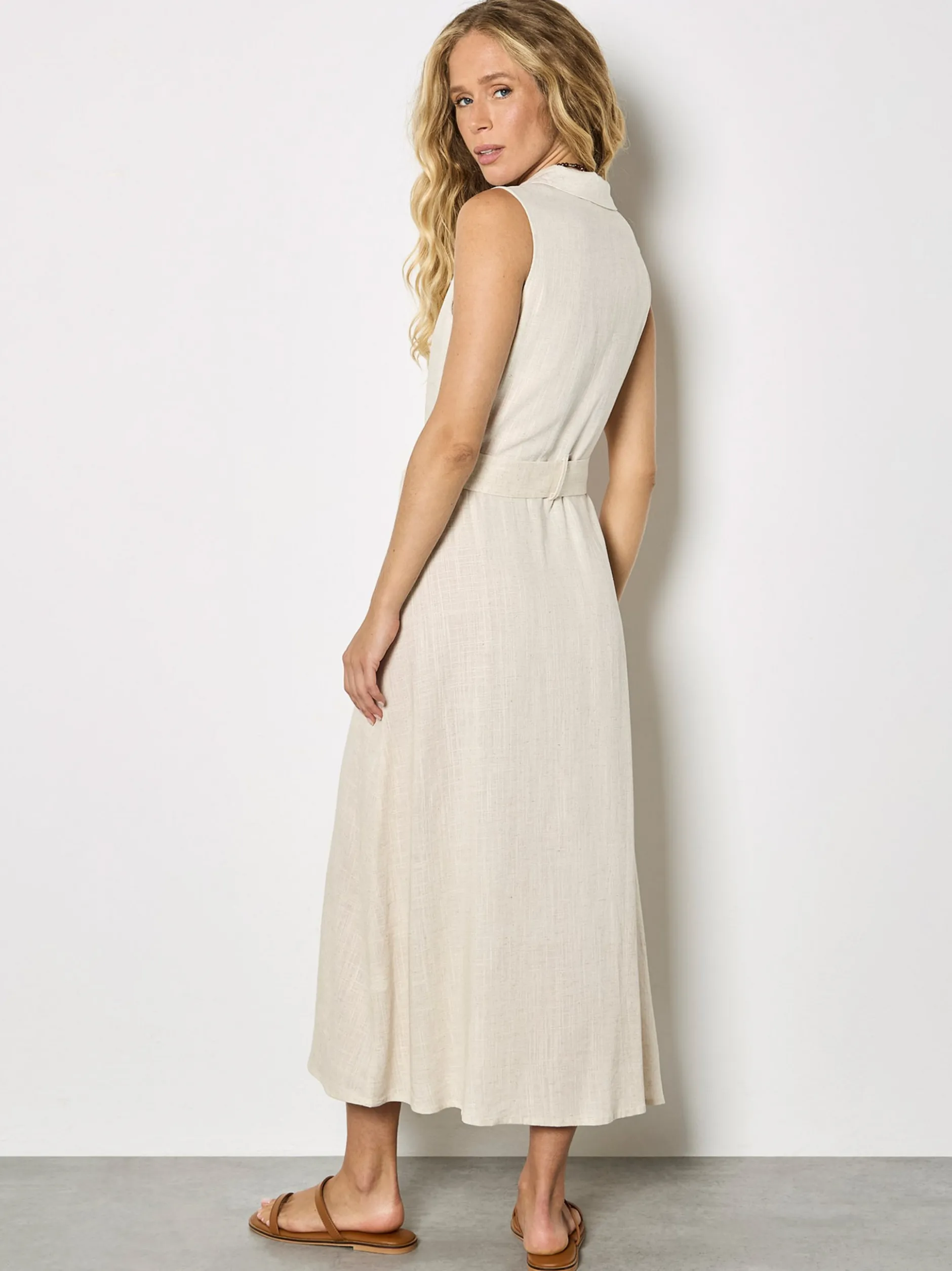 Apricot Damen Midikleid in beige - Länge: midi