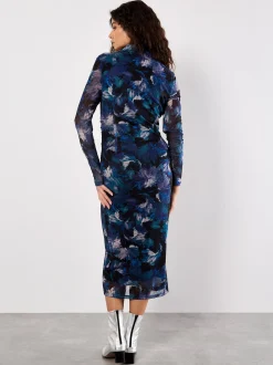 Apricot Damen Midikleid in blau türkis - Länge: midi