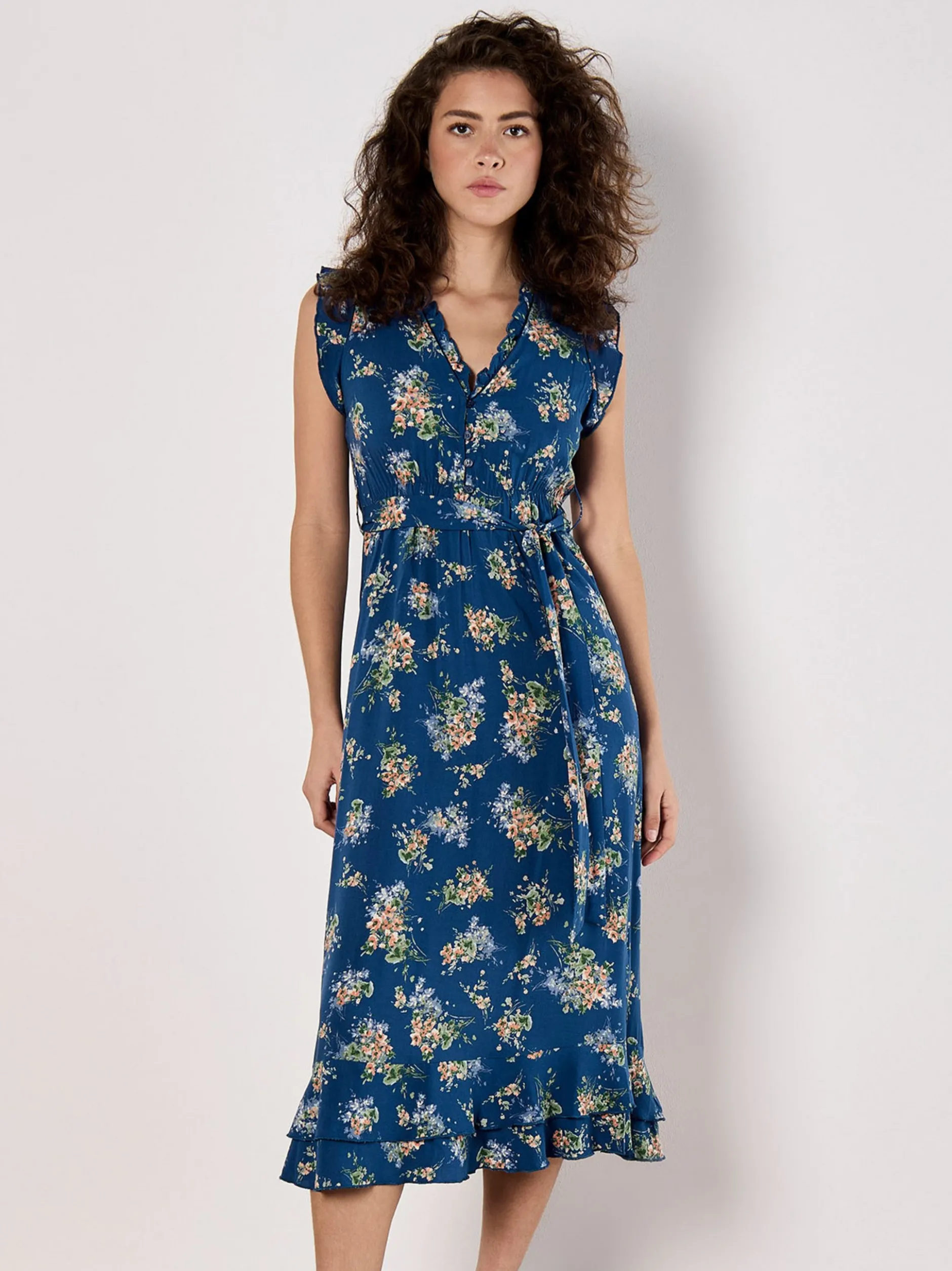 Apricot Damen Midikleid in blau - Länge: midi