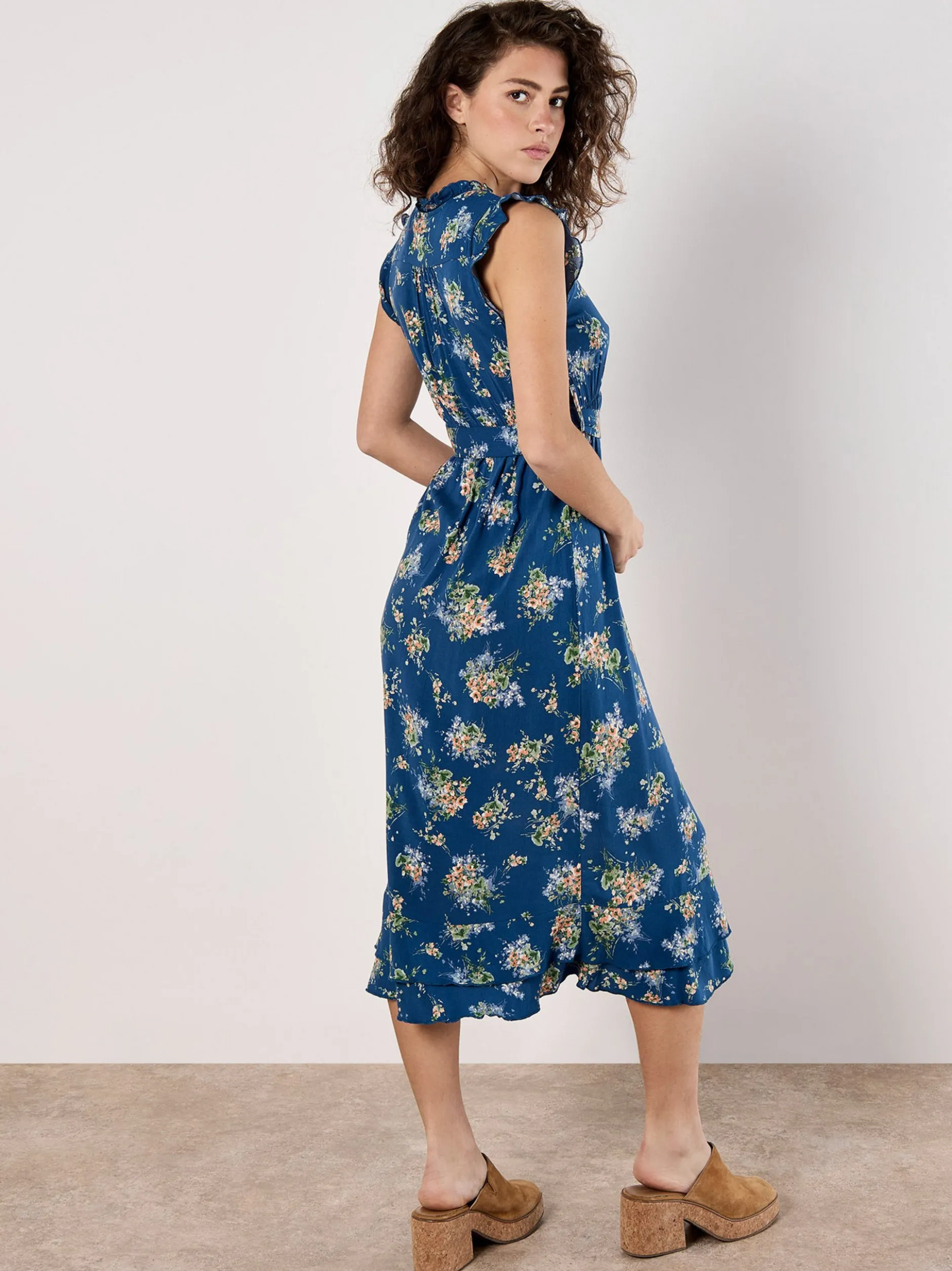 Apricot Damen Midikleid in blau - Länge: midi