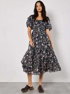 Apricot Damen Midikleid in braun - Länge: midi