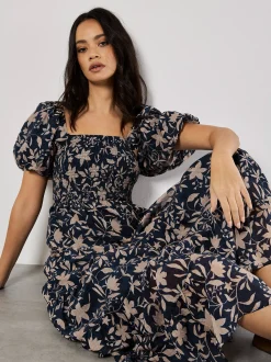Apricot Damen Midikleid in braun - Länge: midi
