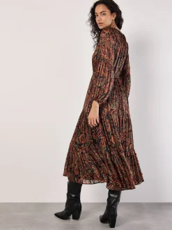 Apricot Damen Midikleid in braun schwarz - Länge: lang