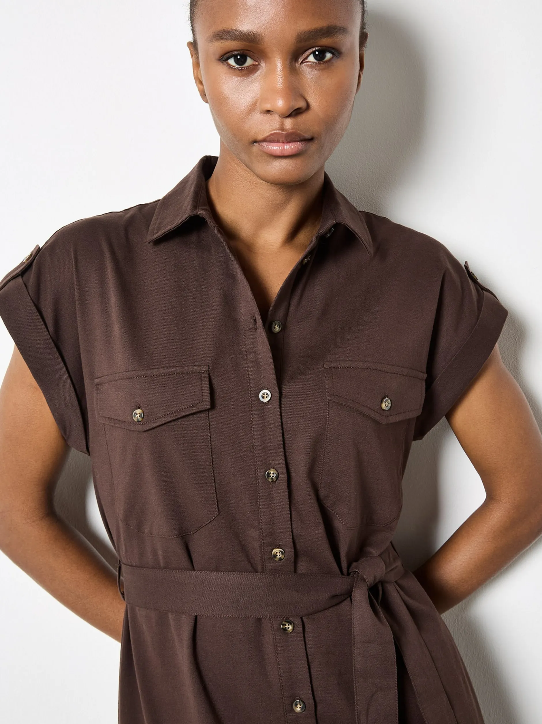 Apricot Damen Midikleid in braun - Länge: midi