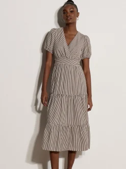 Apricot Damen Midikleid in braun weiß - Länge: midi